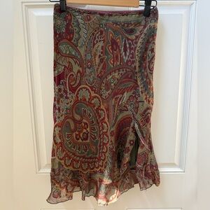 Vintage La Belle Paisley Pencil Skirt - Burgundy and Olive